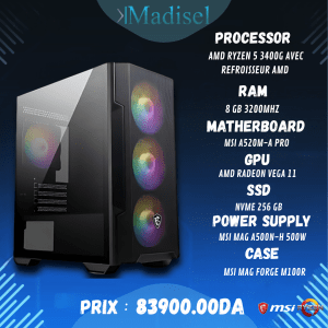 PC Gamer MSI Ryzen 5 3400G – 8 Go RAM | SSD NVMe 256 Go